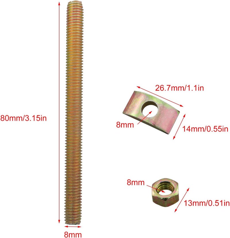 Gui Feng 6PCS Solid Half Moon Three in One Connector Large Countertop Combination Furniture Bolt Nut Hardware Table Bed Frame Stair Linkage (8x80mm Bolt, 26x14 Washer, M8 nut, Thread Pitch 1.25) - Image 2